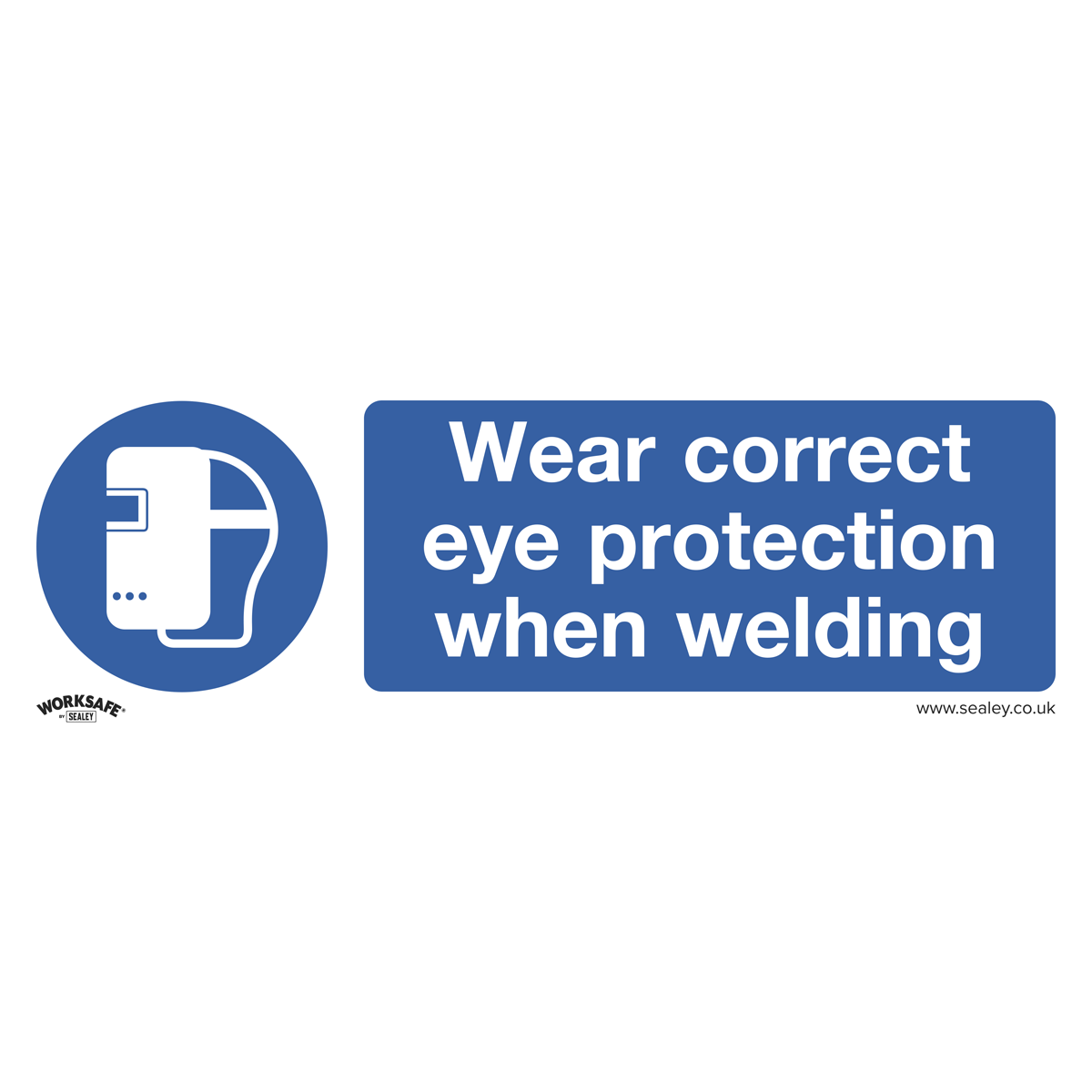 Mandatory Safety Sign - Wear Eye Protection When Welding - Rigid Plastic - Pack of 10