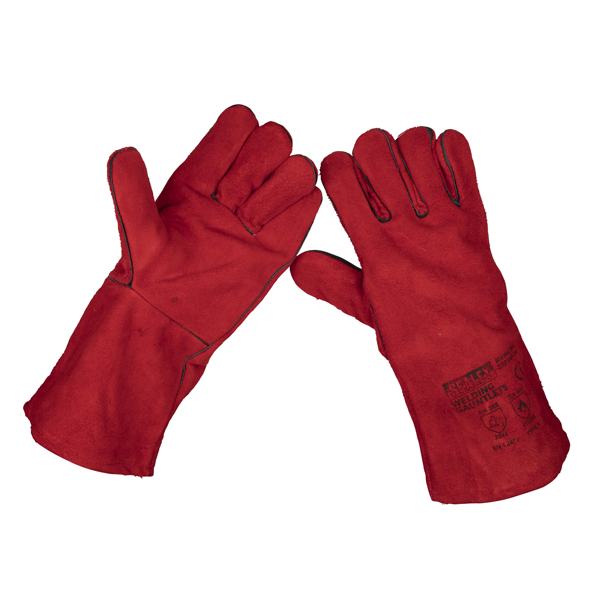 Leather Welding Gauntlets Lined Pair