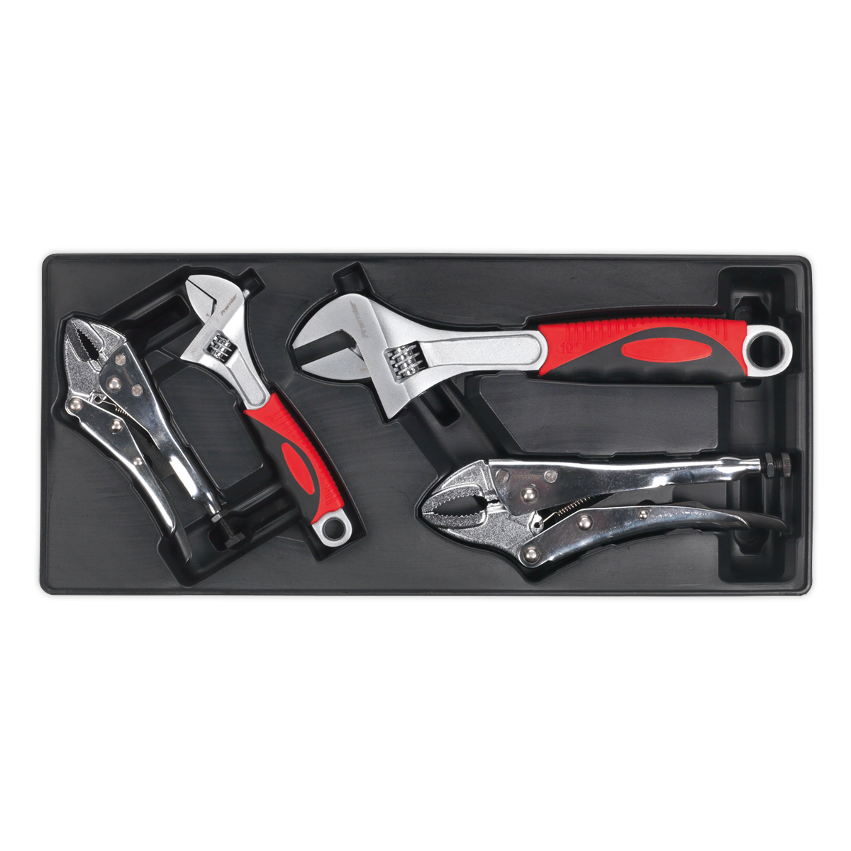 Tool Tray with Locking Pliers & Adjustable Wrench Set 4pc
