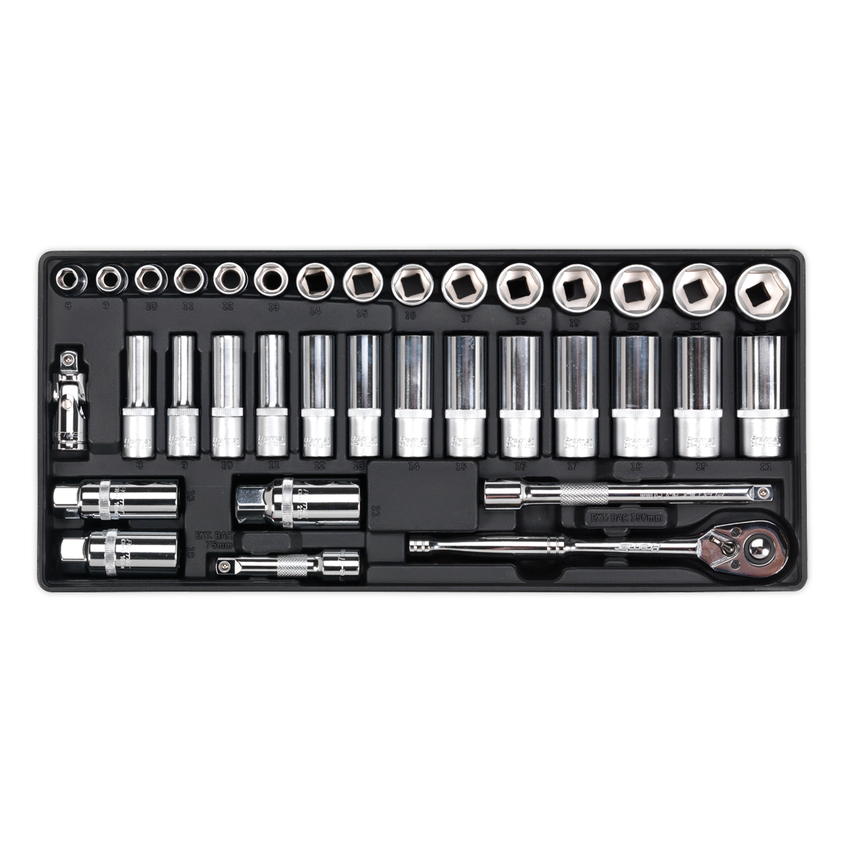Tool Tray with Socket Set 35pc 3/8"Sq Drive
