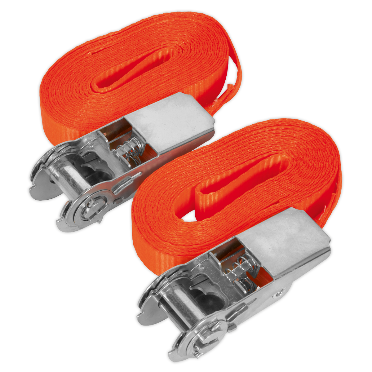 Self-Securing Ratchet Straps 25mm x 4.5m 800kg Breaking Strength - Pair