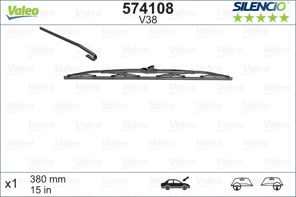 VALEO -  Wiper Blade - Silencio Conventional - 380mm 15" - Single