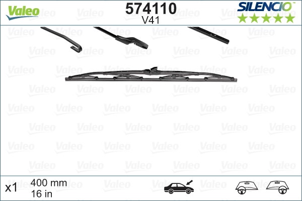 VALEO -  Wiper Blade - Silencio Conventional - 400mm 16" - Single