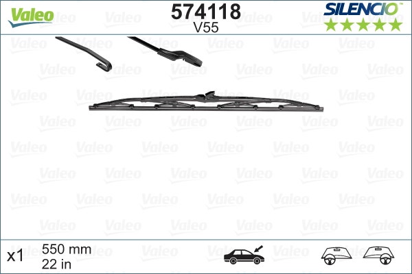 VALEO -  Wiper Blade - Silencio Conventional - 550mm 22" - Single