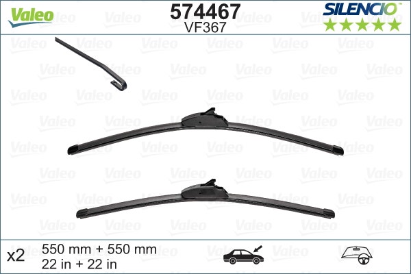 VALEO -  Wiper Blade - Silencio Flat Blade Set - 550mm/550mm 22"/22"