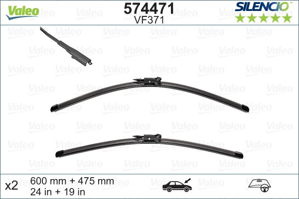 VALEO -  Wiper Blade - Silencio Flat Blade Set - 600mm/475mm 24"/19"