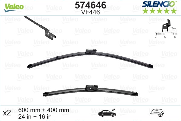 VALEO -  Wiper Blade - Silencio Flat Blade Set - 600mm/400mm 24"/16"