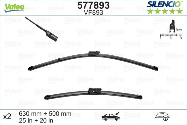 VALEO -  Wiper Blade - Silencio 630mm/500mm 25"/20"