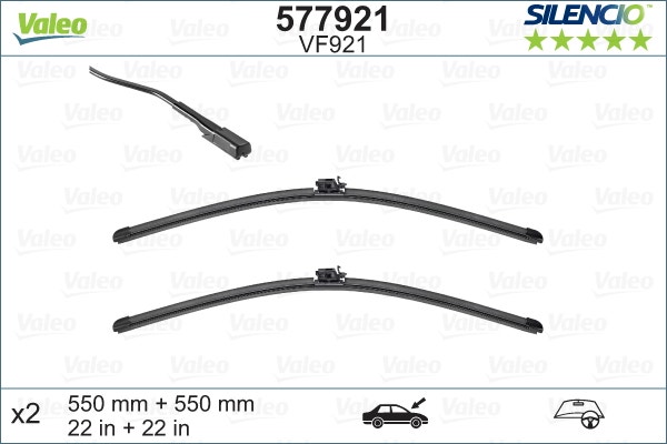 VALEO -  Wiper Blade - Silencio Flat Blade Set - 550mm/550mm 22"/22"