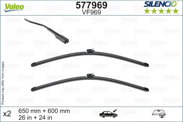 VALEO -  Wiper Blade - Silencio Flat Blade Set - 650mm/600mm 26"/24"