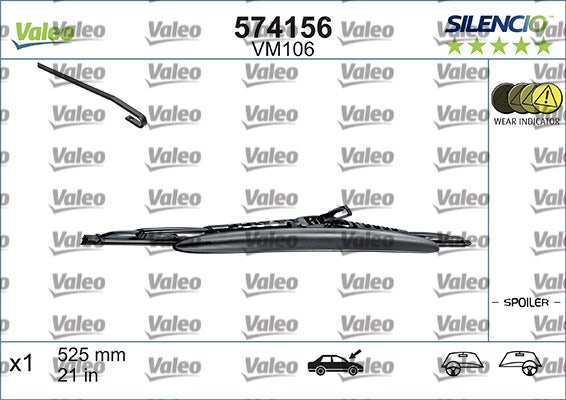 VALEO -  Wiper Blade - Silencio Conventional - 525mm 21" - Single