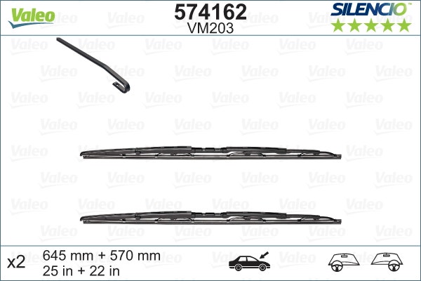 VALEO -  Wiper Blade - Silencio 645mm/570mm 25"/22"