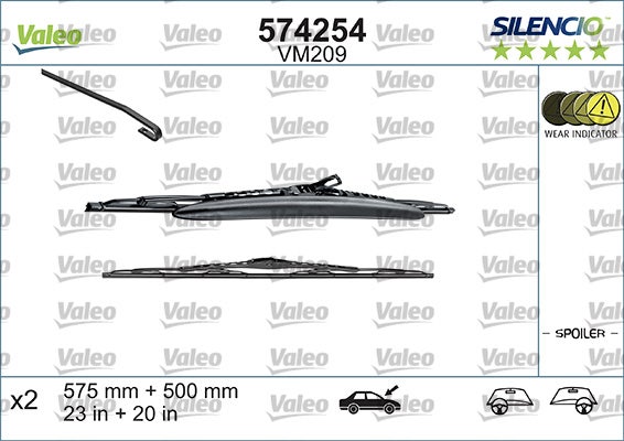 VALEO -  Wiper Blade - Silencio 575mm/500mm 23"/20"