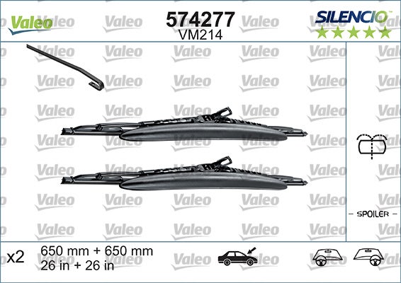 VALEO -  Wiper Blade - Silencio 650mm/650mm 26"/26"