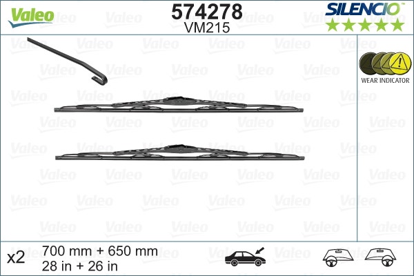 VALEO -  Wiper Blade - Silencio Conventional Set - 700mm/650mm 28"/26"