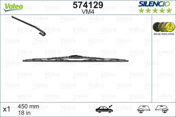 VALEO -  Wiper Blade - Silencio Conventional - 450mm 18" - Single