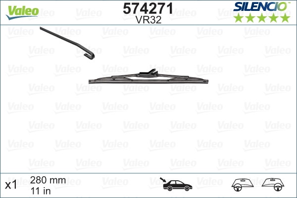 VALEO -  Wiper Blade - Silencio Single - 280mm 11" - Rear