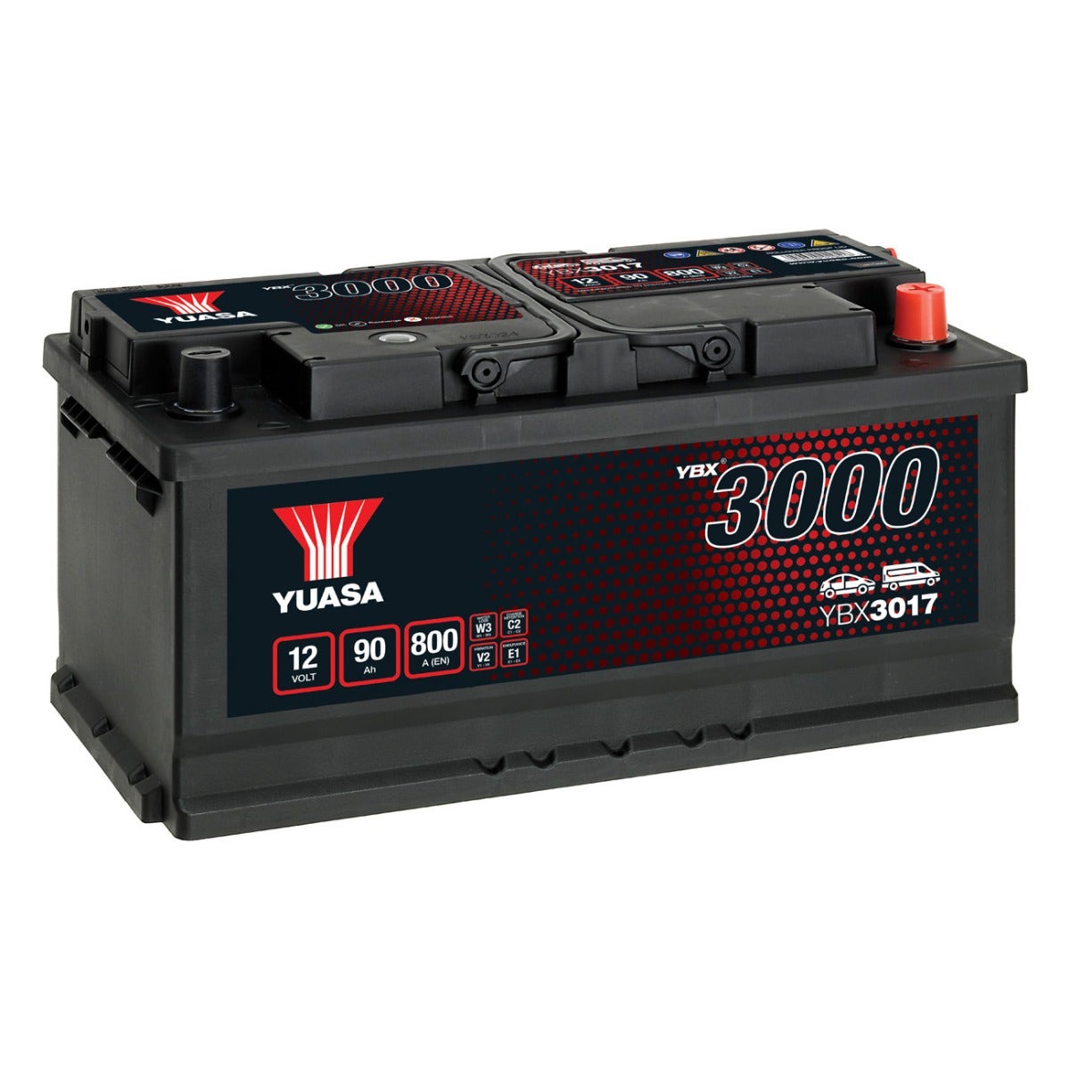 YUASA -  017 3000 Series SMF Battery - 4 Year Warranty