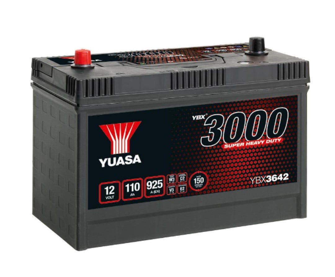 YUASA -  642 3000 Series Super Heavy Duty SMF Battery - 4 Year Warranty