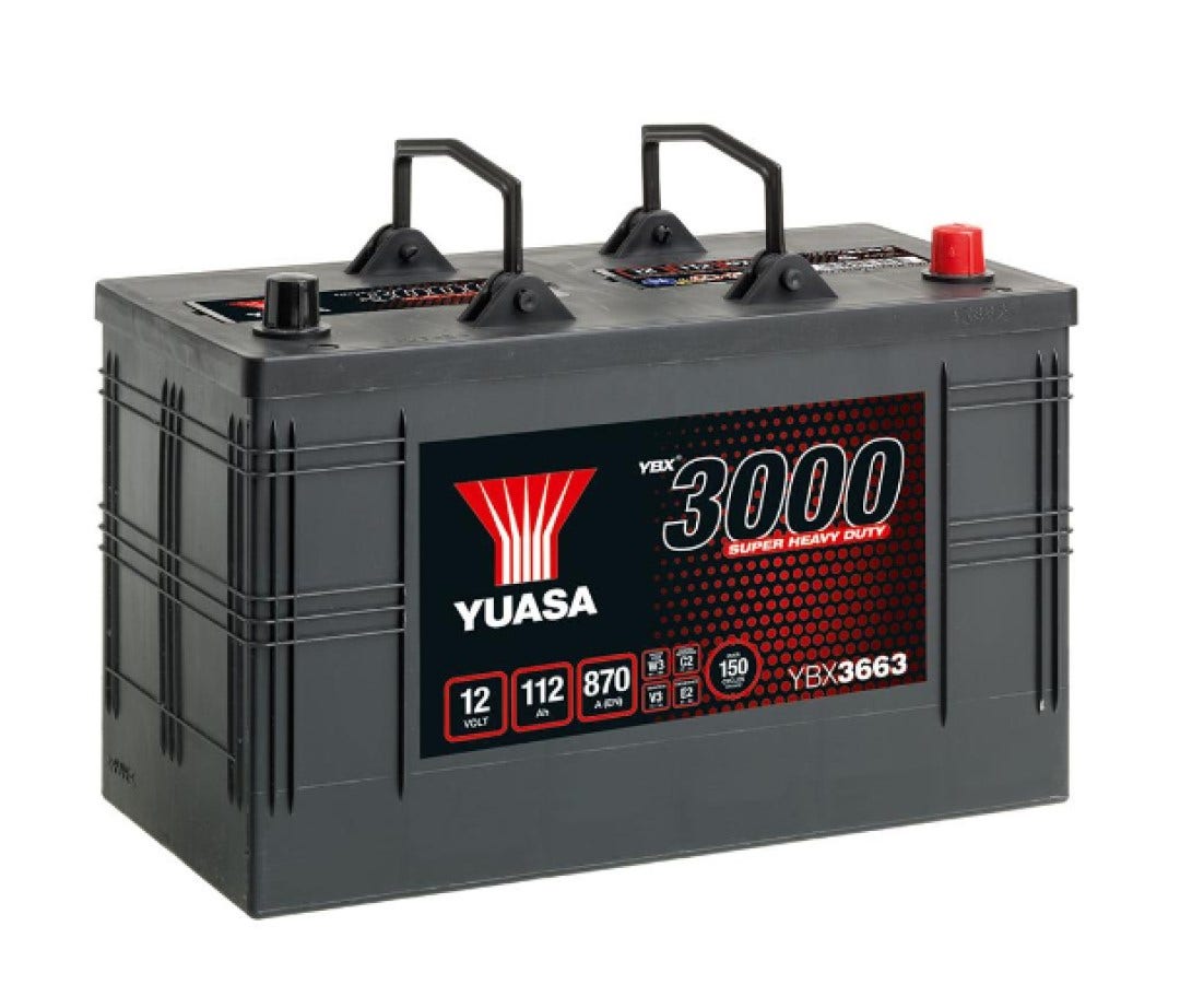 YUASA -  663 3000 Series Super Heavy Duty SMF Battery - 4 Year Warranty