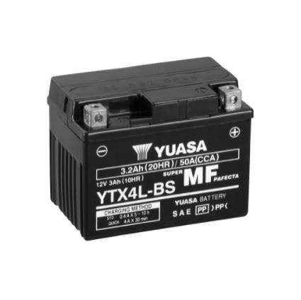 YUASA -  Ytx4L-Bs (Wc) 12V Mf Vrla Motorcycle Battery - 1 Year Warranty