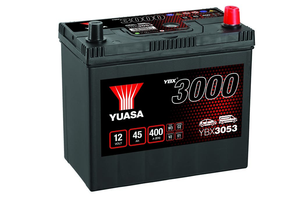 YUASA -  053 3000 Series SMF Battery & Adapter - 4 Year Warranty