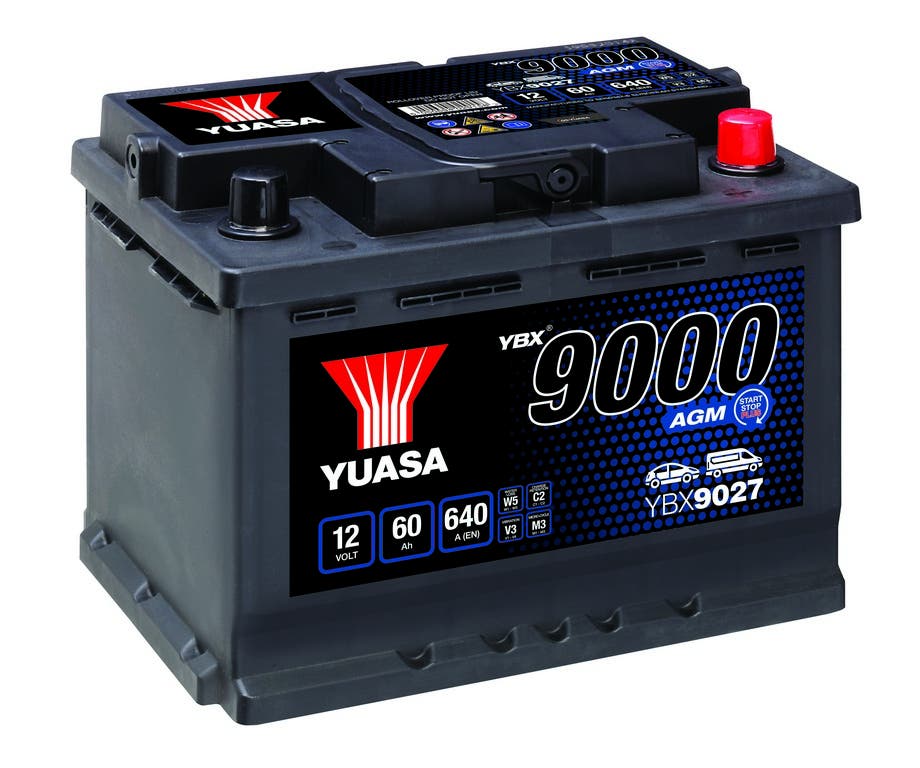YUASA -  027 9000 Series AGM Start Stop Plus Battery - 4 Year Warranty