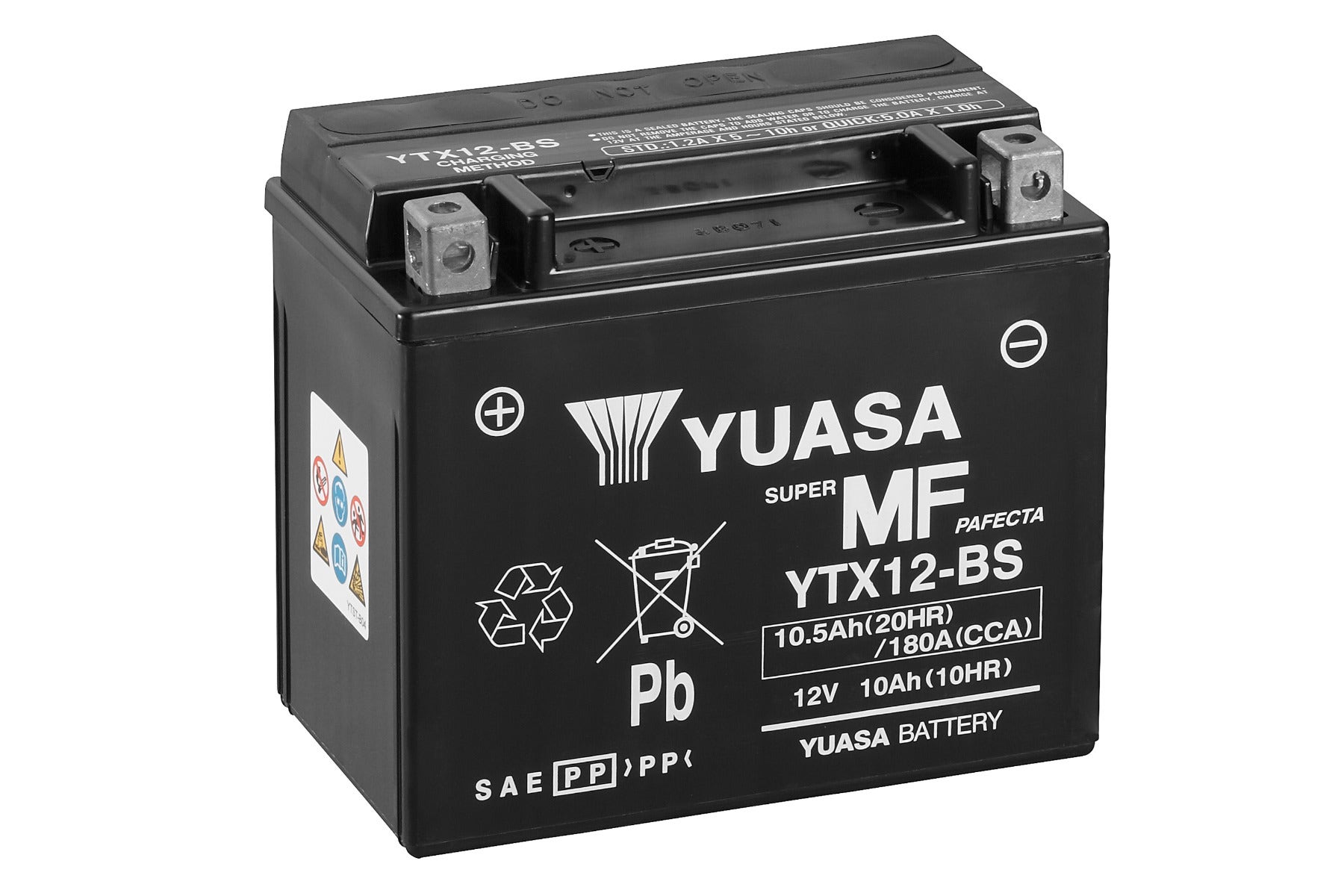 YUASA -  Ytx12-Bs (Wc) 12V Mf Vrla Motorcycle Battery - 1 Year Warranty