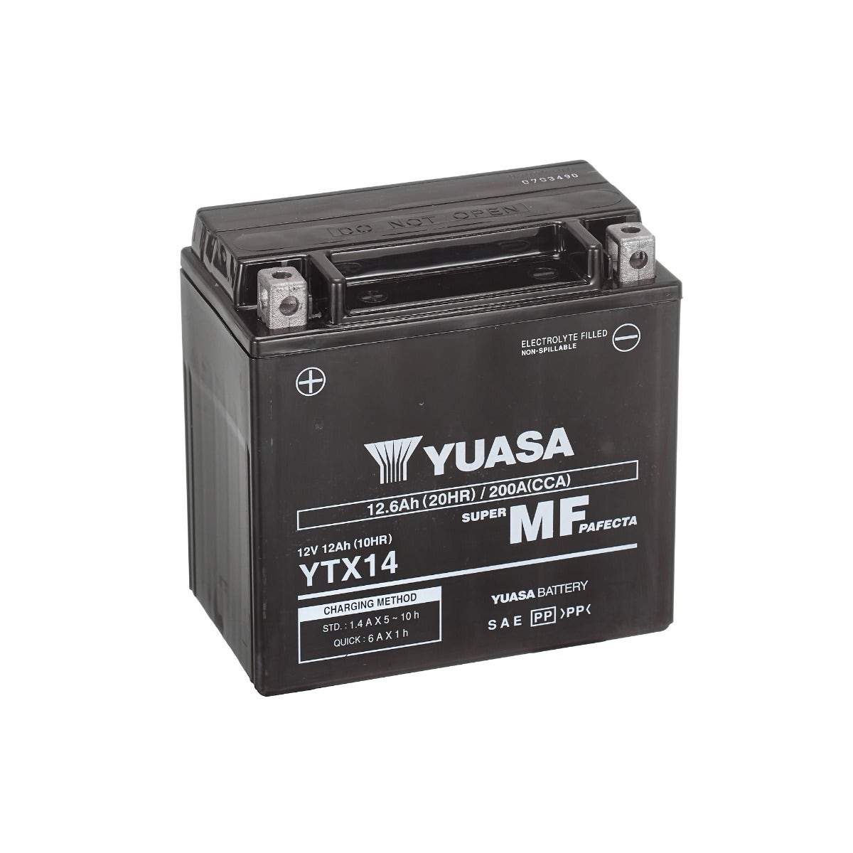 YUASA -  Ytx14-Bs (Wc) 12V Mf Vrla Motorcycle Battery - 1 Year Warranty