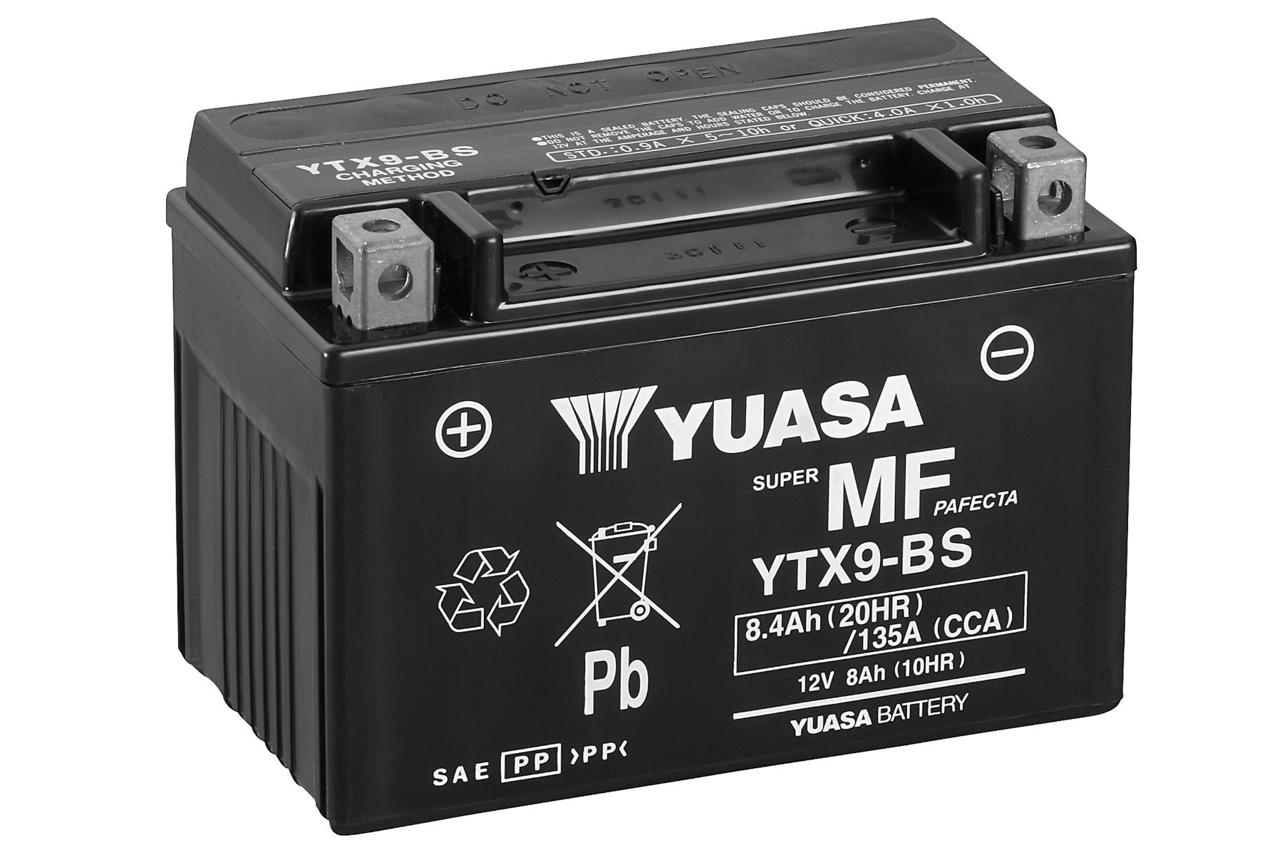 YUASA -  Ytx9-Bs (Wc) 12V Mf Vrla Motorcycle Battery - 1 Year Warranty
